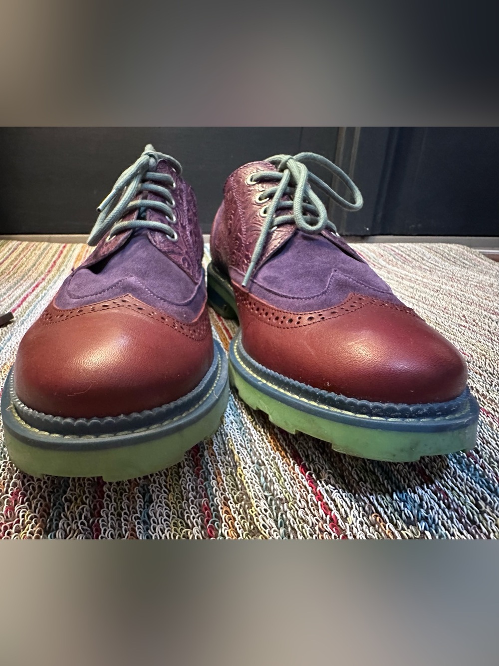 Fluevog NEARLY NEW Guardian Angel Nathaniel purple double wingtip derby- 11.5 - Picture 7 of 16
